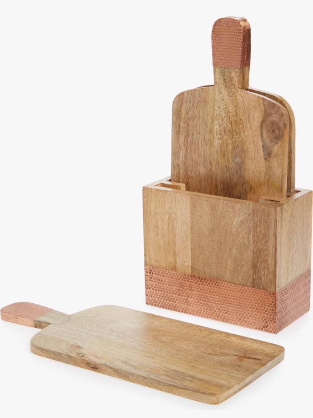 Wooden Cutting Board Set with Copper Accent